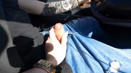 Handjob While Driving, Making Him Cum Hard!