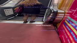 Cum on Asian Pantyhose Legs Escalator