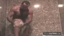 Hairy Daddy Gets Blowjob from Big-Tit Girl in Shower