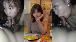 Asian girlfriend love blow job