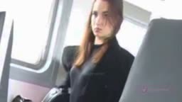 Curious girls on a train