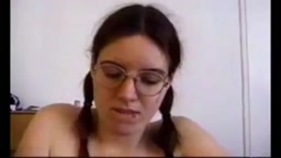 Shameless girl in glasses gives blowjob 3 - cum on face