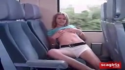 Hot amateur girl masturbate in public on a train!