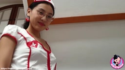 Asian Chinese Nurse Giving a Lovely Blowjob