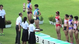 三重IH 女子100m表彰式 ( 優勝:御家瀬緑/恵庭北)2018.8 インターハイ/東海総体/高校生