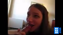 Cute teen sucking dick