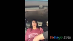 Very cute chick gets fingered to orgasm in back seat