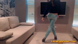 Non-nude super skinny teen dancing in jeans