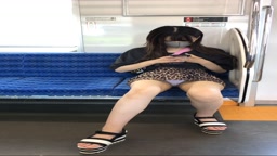 電車対面パンチラ