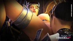 Futanari warrior queen fucking a big tits babe in a 3d animation