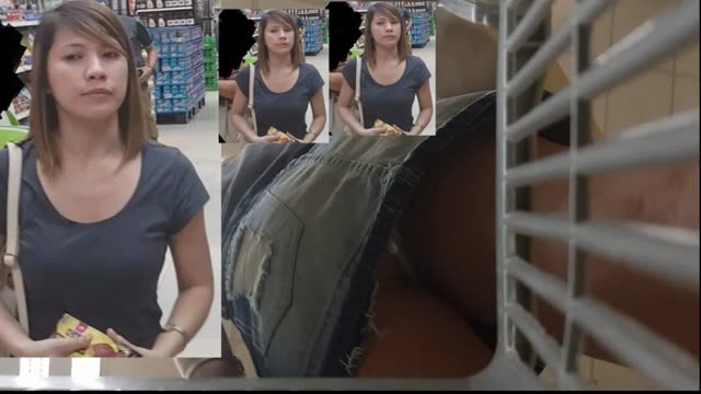 upskirt hot panty pretty girl in supermarket