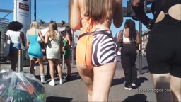 Shiny Shorts Candid Ass