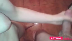 Handjob in Bathroom